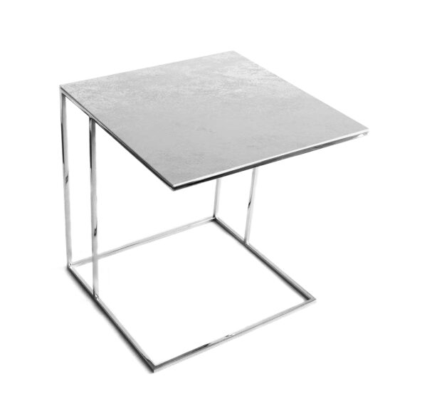 Stolik nadstawka REA furniture LIPARI – blat spiek kwarcowy Laminam OXIDE PERLA - wymiary 50/50/53