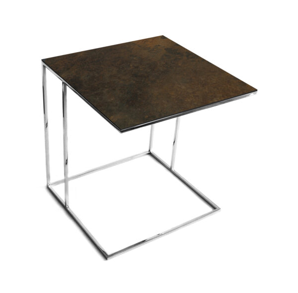 Stolik nadstawka REA furniture LIPARI – blat spiek kwarcowy Laminam ossido bruno - wymiary 50/50/53