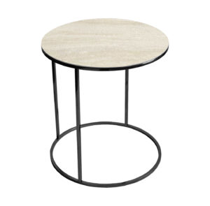 Stolik kawowy okrągły nadstawka REA furniture GAVI – blat Laminam Naturali travertino navona - wymiary FI 50 x W 53 cm
